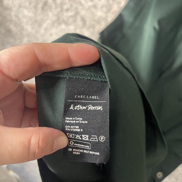 & Other Stories Dress Womens US 4 Green Side Snap Short Sleeve Shift Utility - Picture 5 of 7